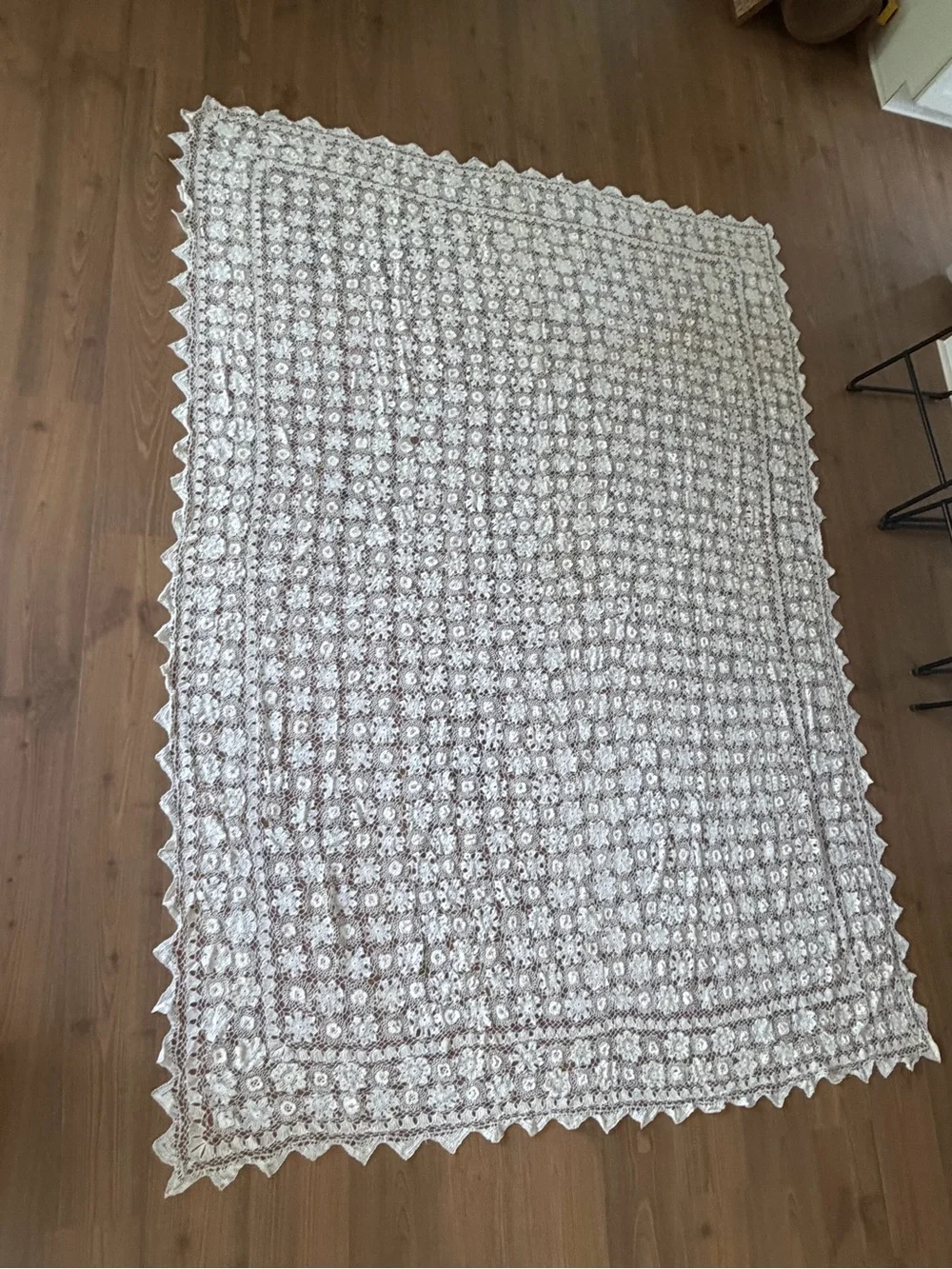 Handmade Cream Crochet Tablecloth - Elegant Lace Dining Linen